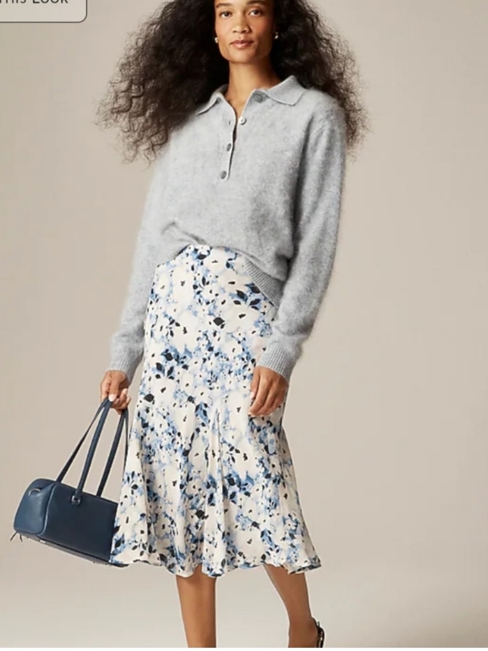 J. Crew Gwyneth flounce-hem skirt in sky floral chiffon